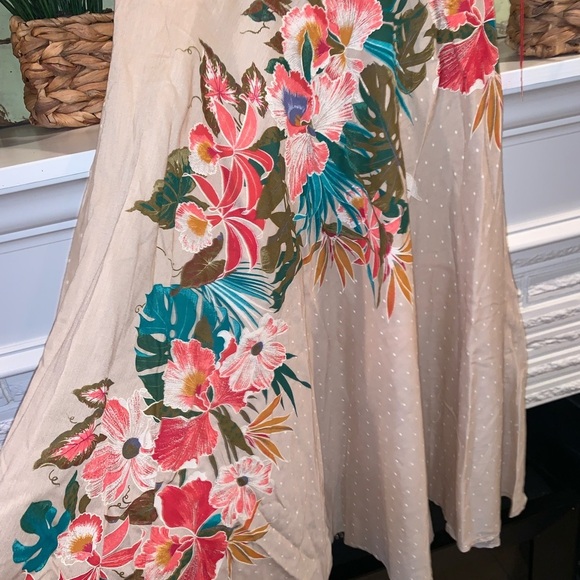 Vintage Deadstock Monsterra & Floral Print Short Sleeve Top & Midi Skirt Set M - Picture 3 of 7